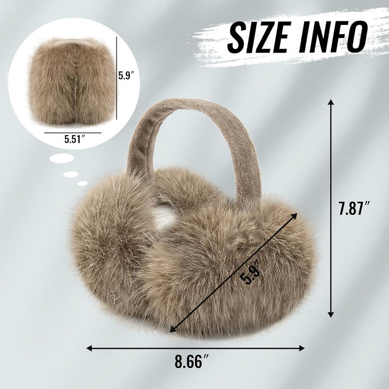 FSTEOE Women Winter Ear Muffs Foldable Girl Ear Warmer Fashion Furry Earmuff Soft Ear Cover Cold Weather - Image 3